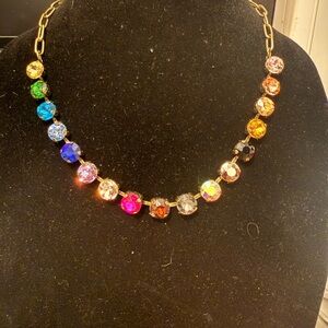 Gold-Tone Multi-Color Crystal Necklace